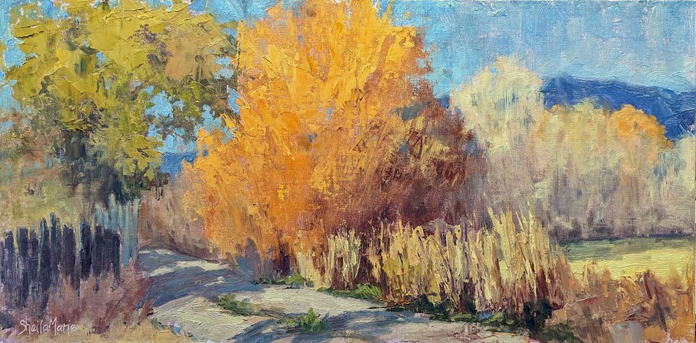 Driveway to Lower Ranchitos 8x16 $515 at Hunter Wolff Gallery